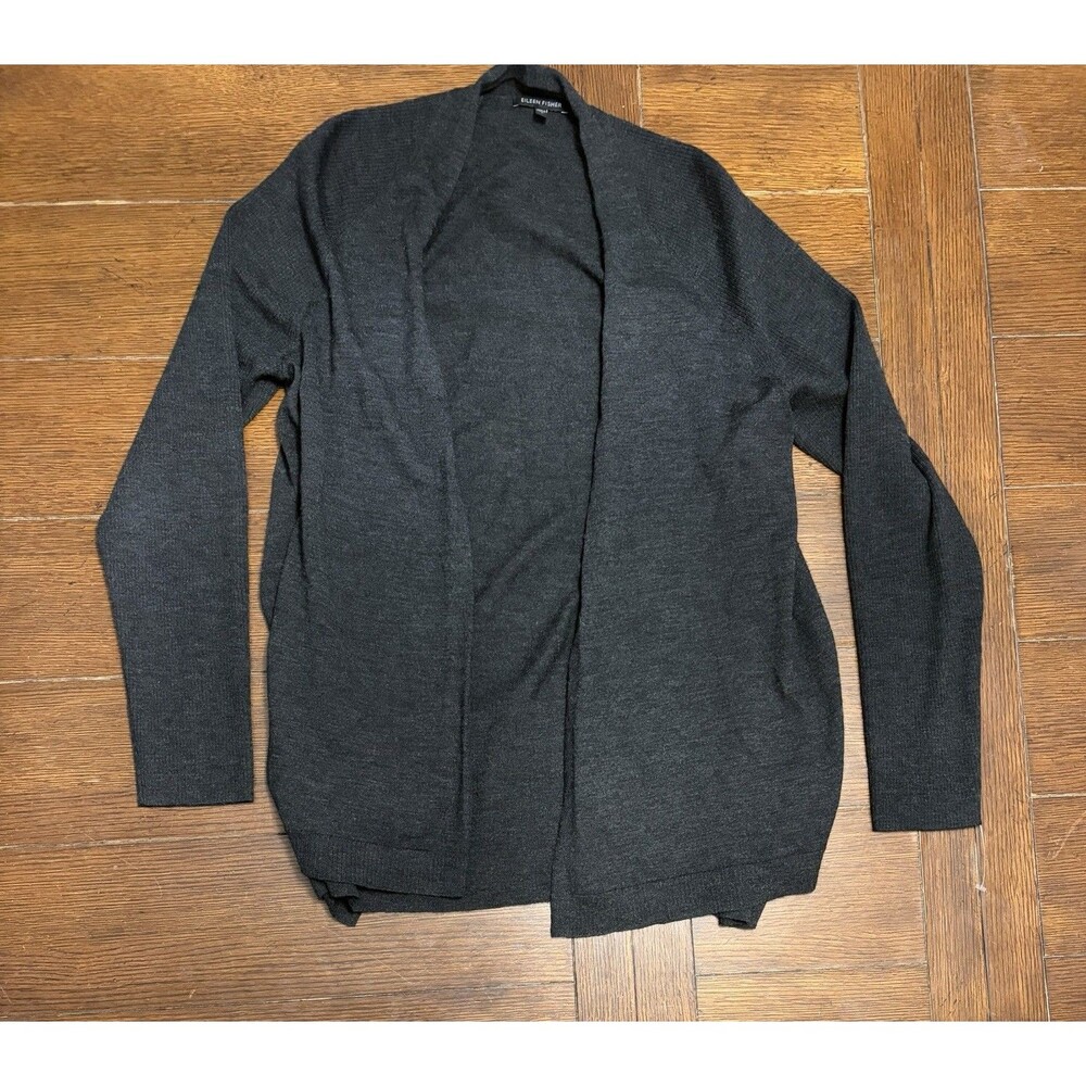 Eileen Fisher Open Front Waterfall Merino Wool Cardigan Womens Size L NWOT